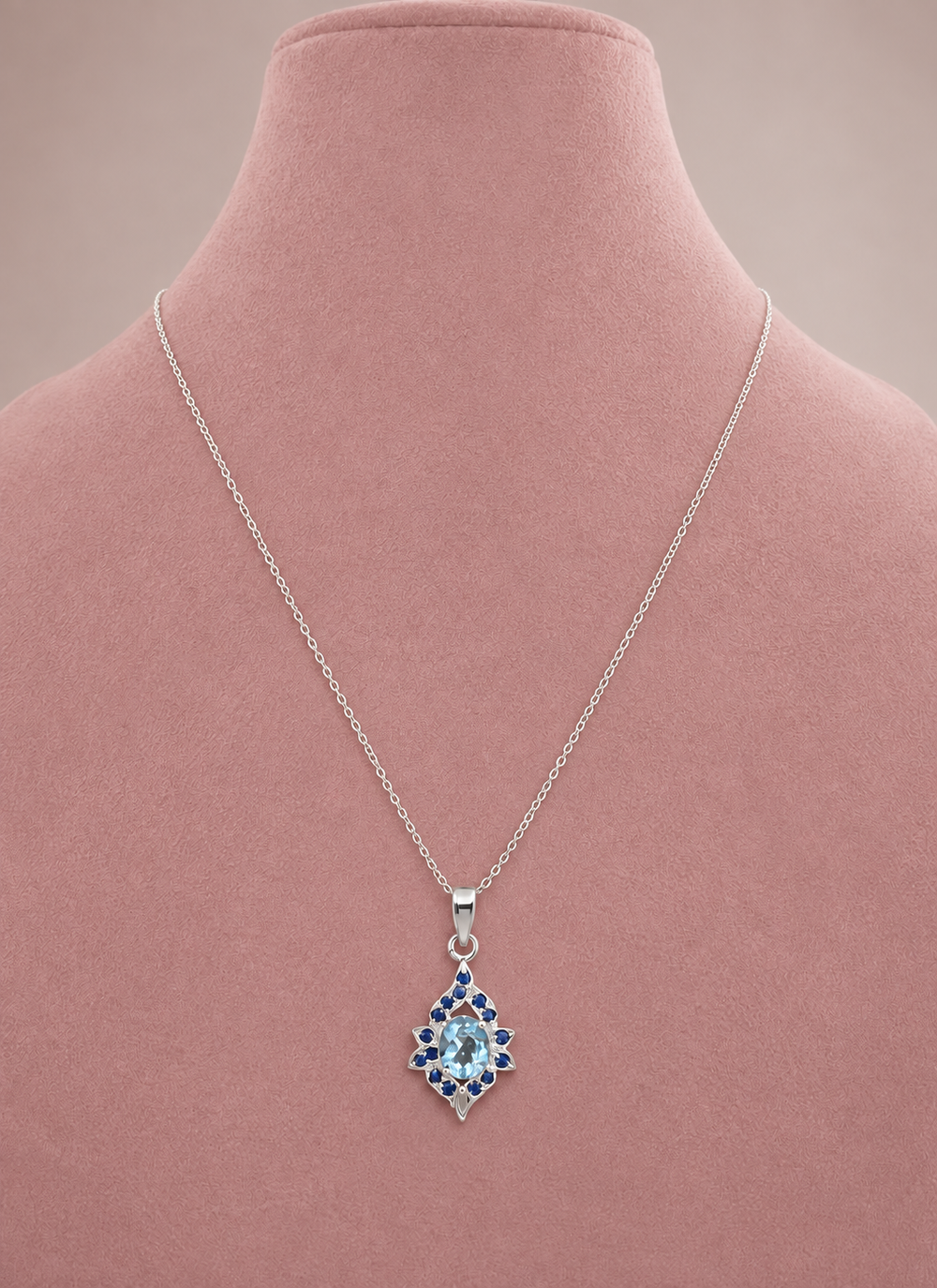 Imperial Blue Topaz Pendant & Blue Sapphire Necklace