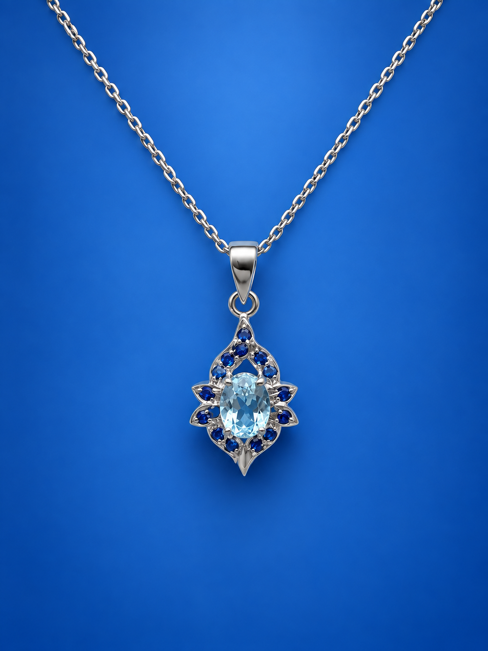 Imperial Blue Topaz Pendant & Blue Sapphire Necklace