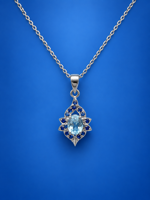 Imperial Blue Topaz Pendant & Blue Sapphire Necklace